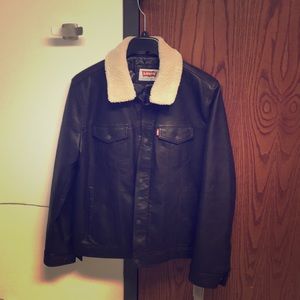 Men’s Levi leather (faux) and fleece jacket